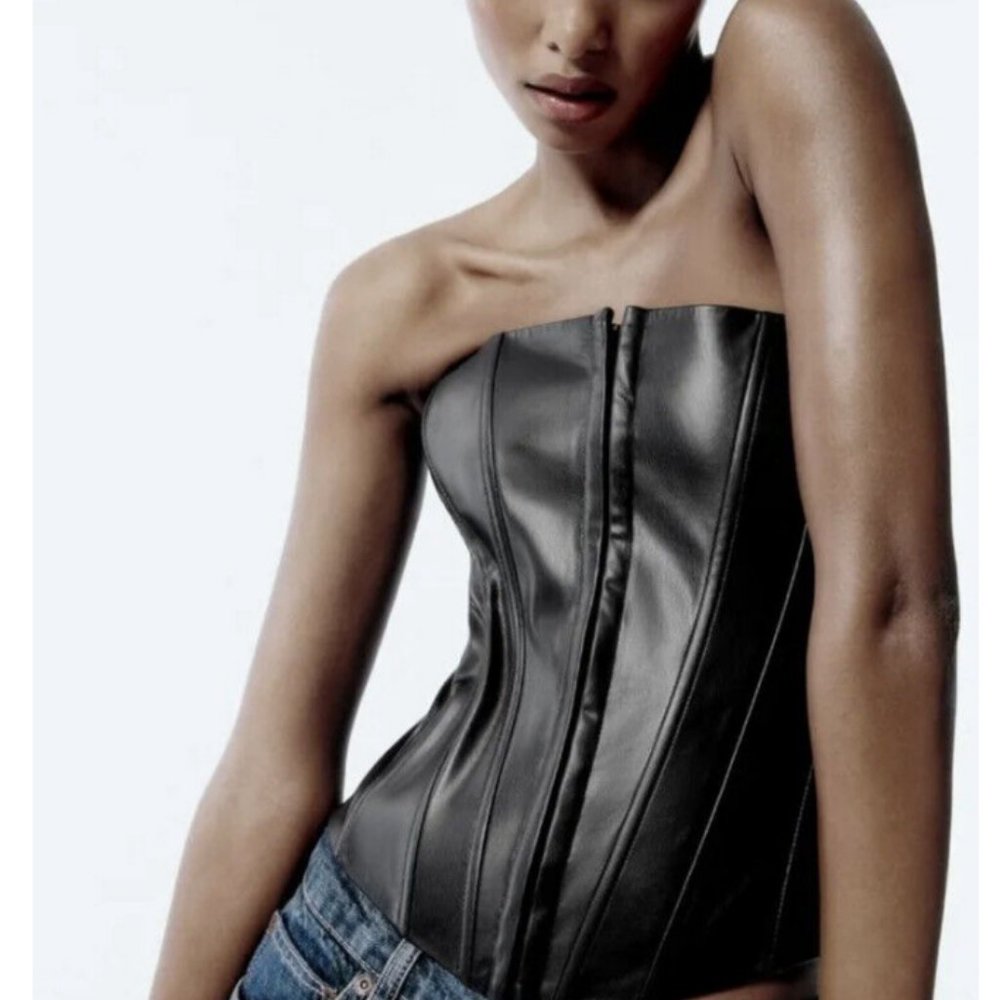 Zara Black Strapless Corset Top